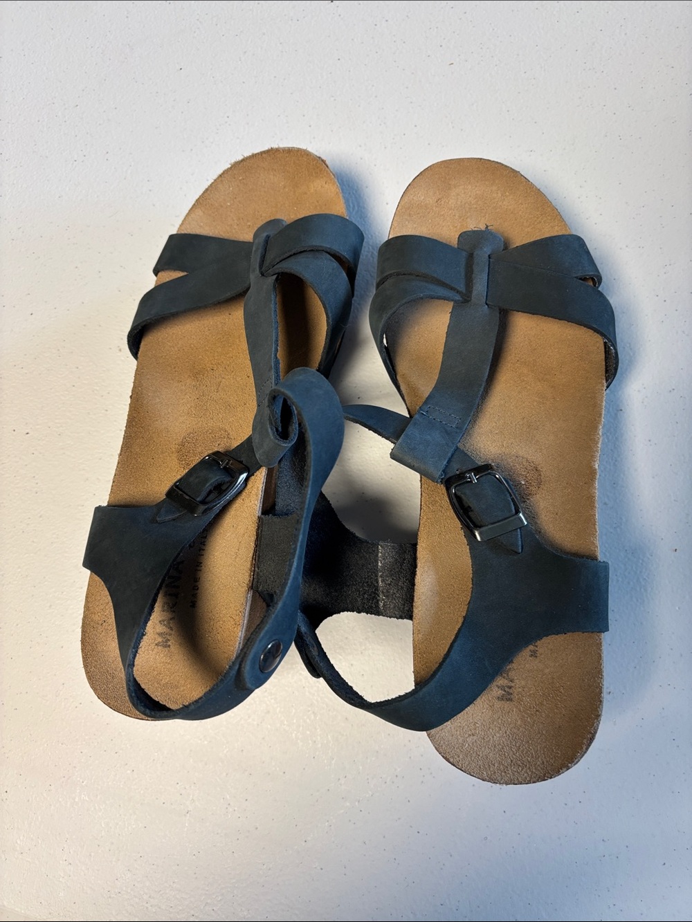 Marina Luna Black Strappy Buckle Sandals